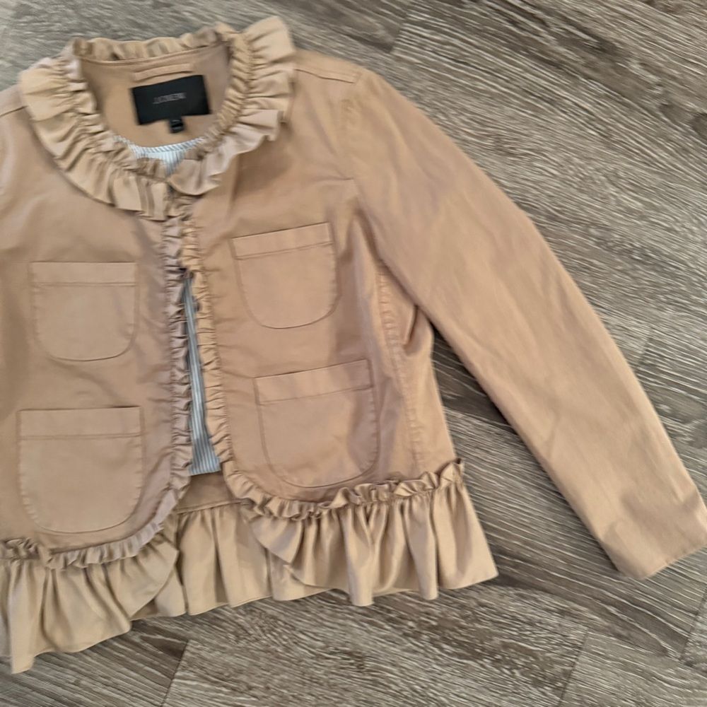 J. Crew Tan Ruffle Chino Jacket - Picture 4 of 9